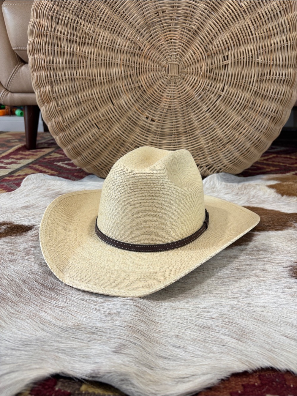 Atwood kids, straw, palm, leaf, cowboy hat, size large